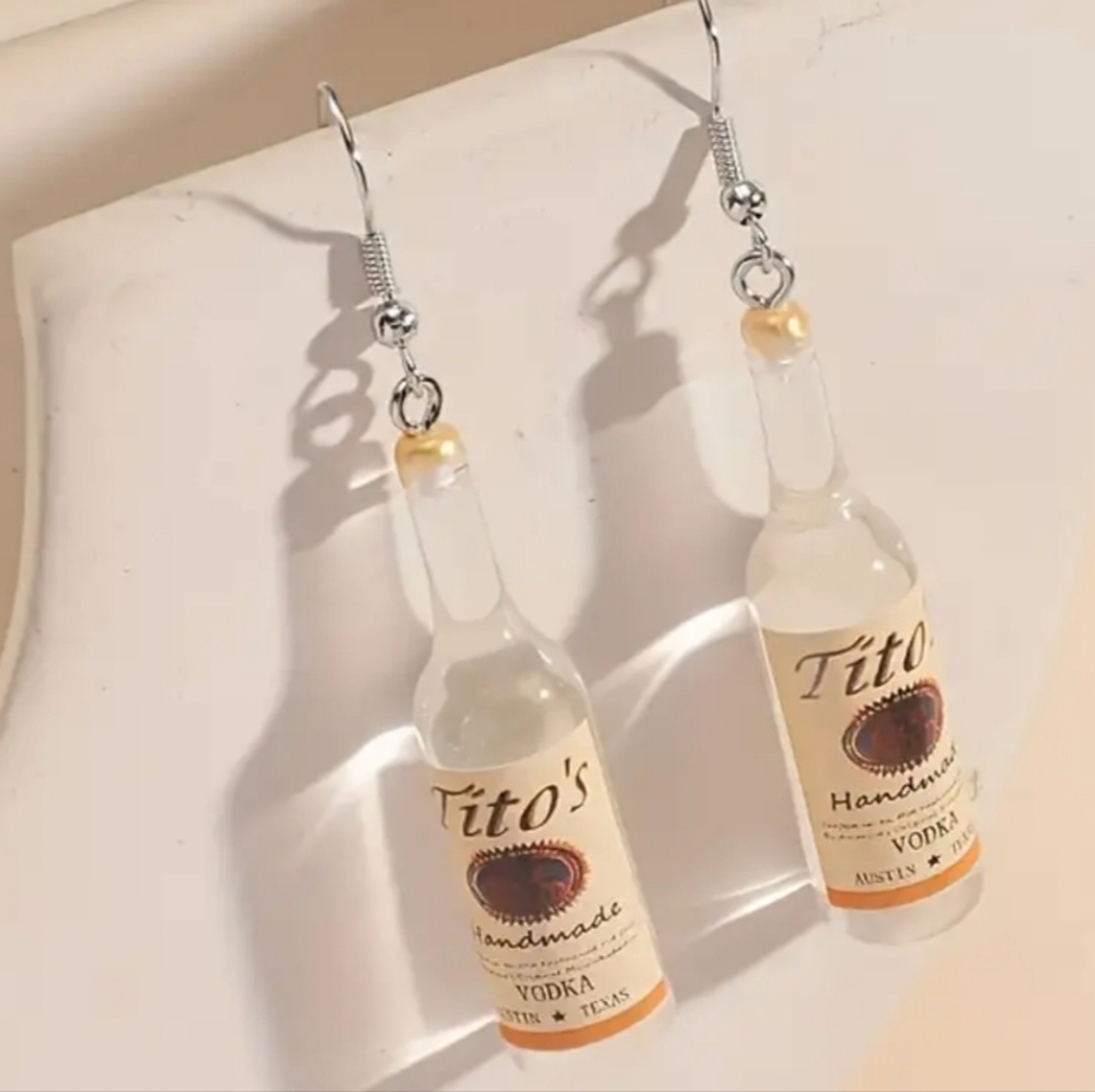 Trendy Handmade Vodka Drop Dangle Earrings